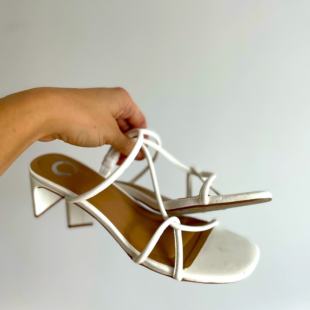 White strappy wedding slide-on 2.5in heel